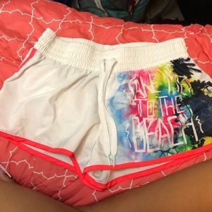White “Take Me To The Beach” Swim Shorts